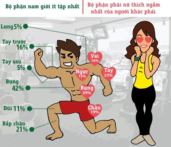 Những cô gái thích ngắm gì nhất trên cơ thể của một chàng trai tập Gym?