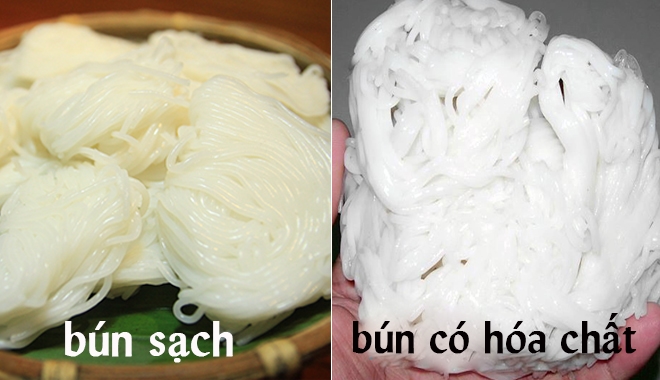dinhduonghoc.com - cách nhận biết bún sạch và bún hóa chất